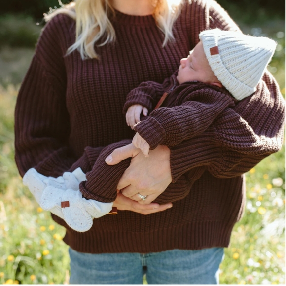 Goumi Women's Chunky Knit Sweater Size S/M Bark Brown 100% Organic Cotton - Picture 8 of 8